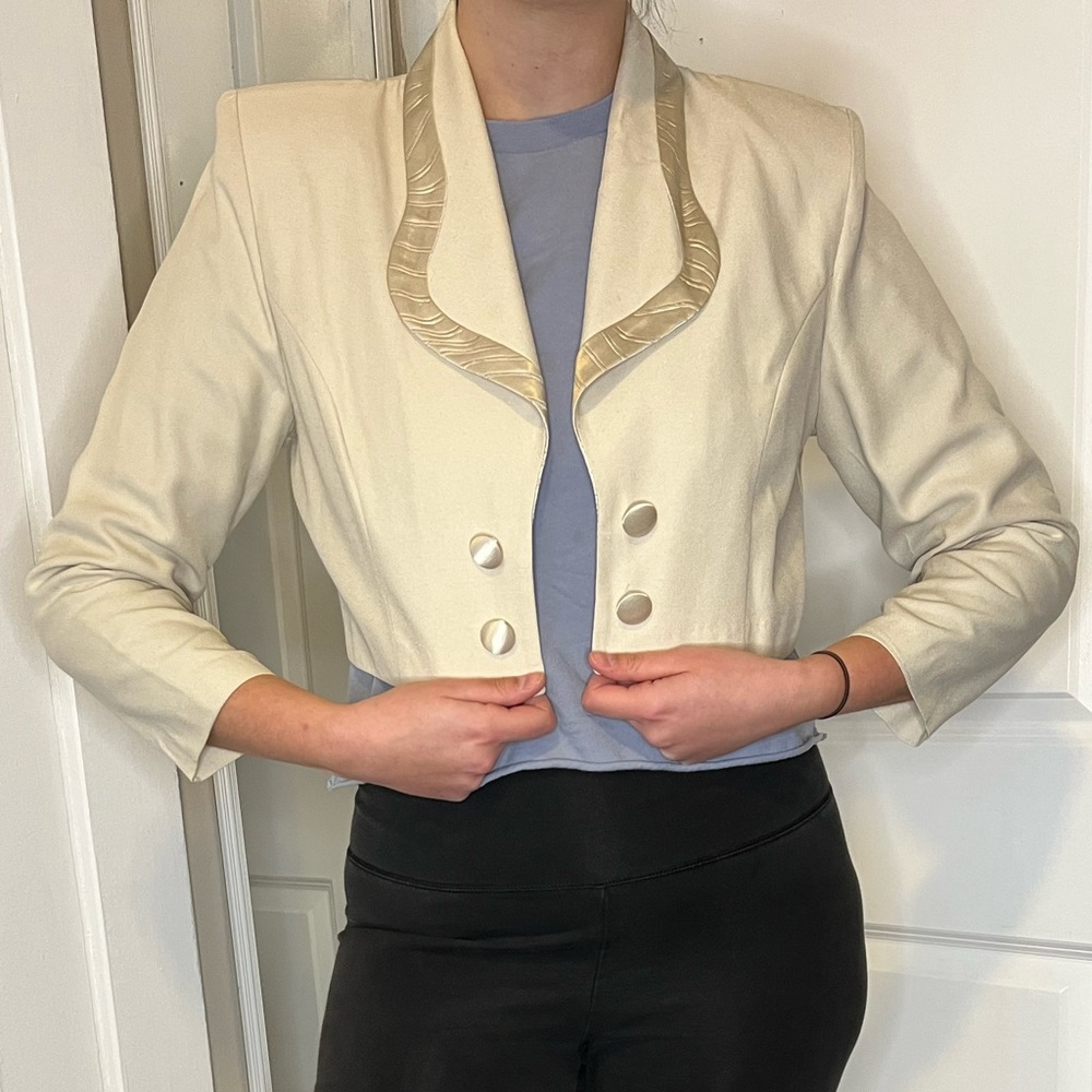 Vintage Cream Cropped Blazer Size 12